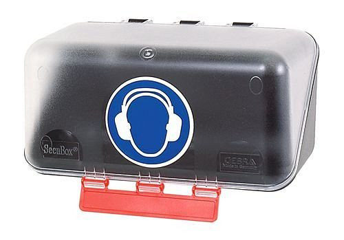 Mini-boîte DENIOS pour ranger les protections auditives, transparente, 116-479