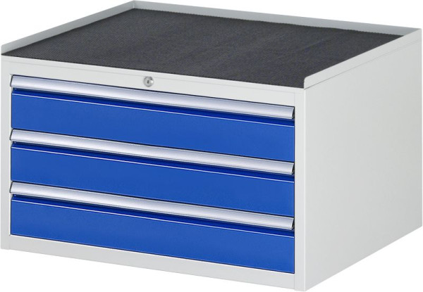 Armoire à tiroirs RAU série 7000, L770xP650xH465mm, tiroirs : 3xH120mm, support métallique avec bord roulant sur 3 côtés et tapis antidérapant, 03-XL2.3A-MT.11