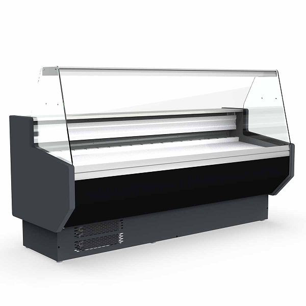 Vaiotec TOPLINE comptoir réfrigéré 200 - façade droite en verre "noir", 198,5x80x123,5 cm, 10734