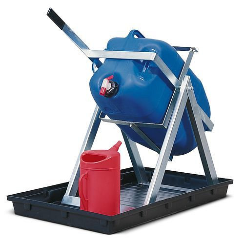 Support de remplissage DENIOS AB 60-V en acier, galvanisé, pour bonbonnes de 60 litres, 123-547