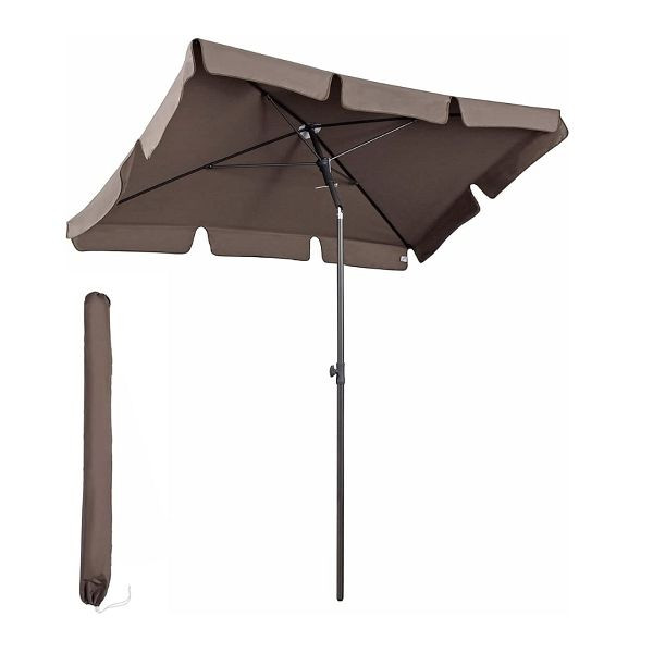 Parasol de balcon rectangulaire Sekey® 200 × 125 cm avec housse de protection, couleur : cappuccino, 39921397