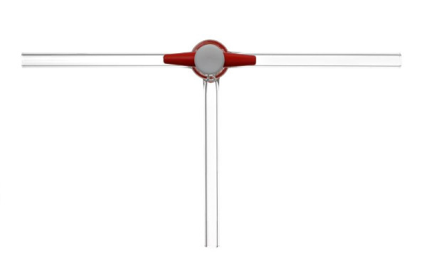 Vanne à trois voies Rettberg avec alésage en T, bouchon PTFE NS 18,8/4,0 mm alésage, verre borosilicaté 3.3, 134506403