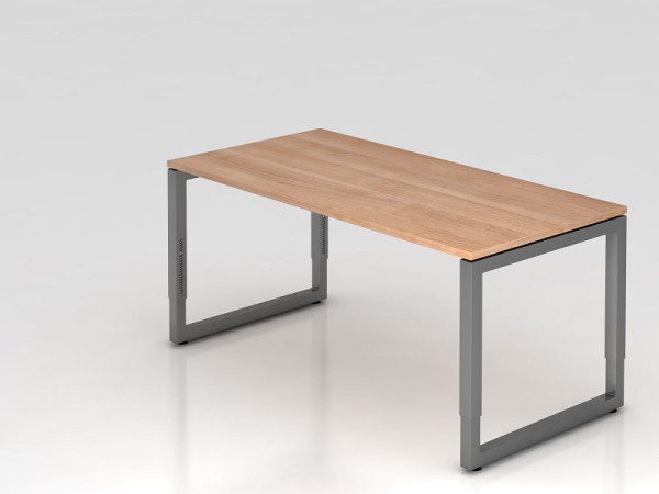 Bureau Hammerbacher O-foot carré 160x80cm noyer/graphite, forme rectangulaire avec plateau flottant, VRS16/N/G