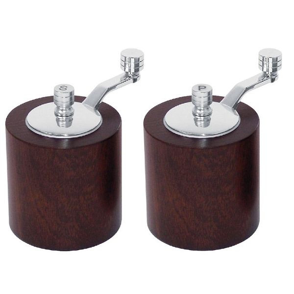 Ensemble moulin à sel et poivre OLYMPIA bois foncé 8cm, CE247