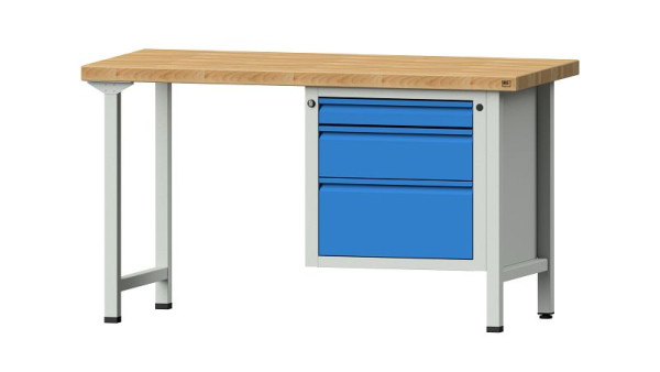 Établis ANKE Établi combiné, modèle 710 E, 1500 x 700 x 850 mm, RAL 7035/5012, BMP 50 mm, 510.525