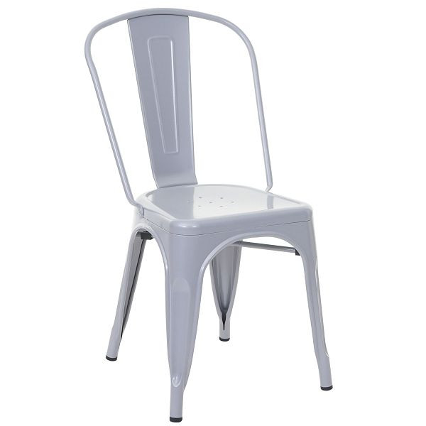 Chaise Mendler HWC-A73, chaise de bistrot, empilable, métal design industriel empilable, gris, 57903
