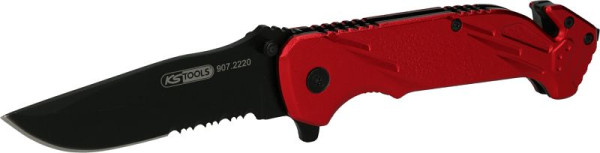 Couteau pliant KS Tools avec serrure et coupe-ceinture, 907.2220