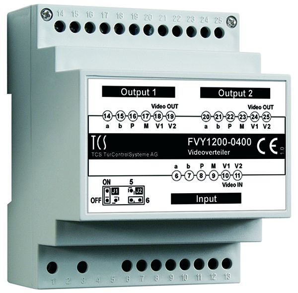 Répartiteur vidéo TCS pour diviser les brins vidéo, 2 voies, rail DIN 4 HP, FVY1200-0400