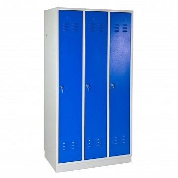Casier / armoire ADB "Regular" 3 portes, dimensions HxLxP : 1775x890x500 mm, couleur du corps : gris clair, RAL 7035, couleur de la porte : bleu ciel (RAL 5015), 40906