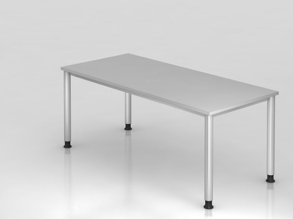 Bureau Hammerbacher 4 pieds rond 180x80cm gris/argent, forme rectangulaire, VHS19/5/S