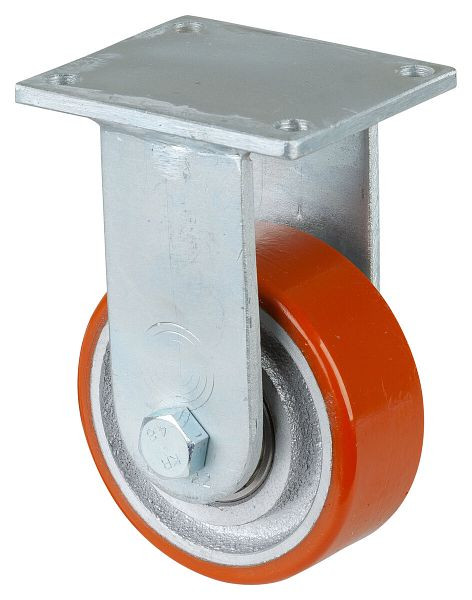 Roulette robuste BS Wheels, roulette fixe, largeur de roue 38 mm, Ø roue 100 mm, capacité de charge 295 kg, polyuréthane coulé 95 Shore A, fonte, roulement à billes, RR110.C10.100