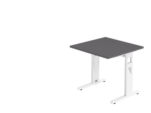 Bureau Hammerbacher pied C 80x80cm graphite/blanc, hauteur de travail 65-85 cm, VOS08/G/W