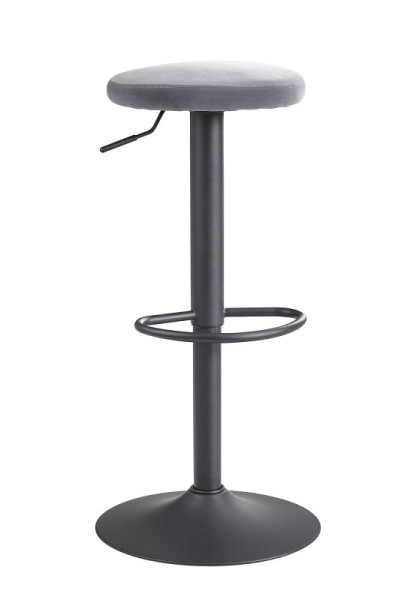 Tabouret de bar Wohnling velours gris foncé sans dossier 58 - 79 cm, WL6.200