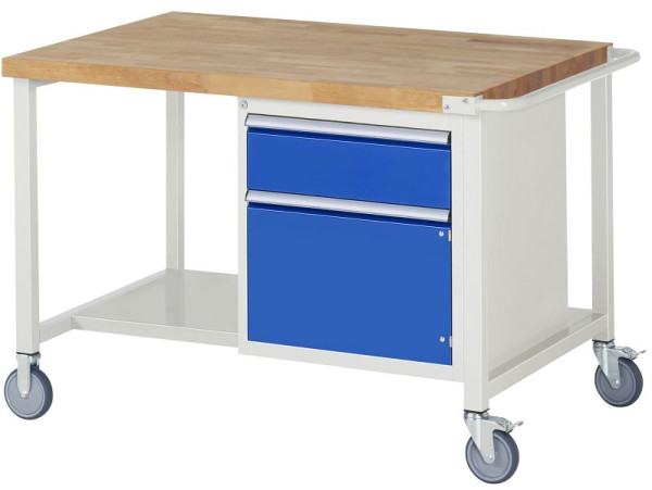 Etabli mobile RAU série 8000, 1 x tiroir, 1x porte battante, étagère, 1250x880x900 mm, 05-8152A6-129B4S.11