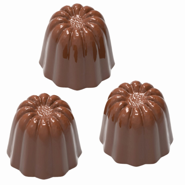 Moule à chocolat Schneider - cannelé, 275 x 135 x 26 mm / 24,5 x 23,5 x 21,5 mm, 9 g, 3 x 7 pièces, 421859