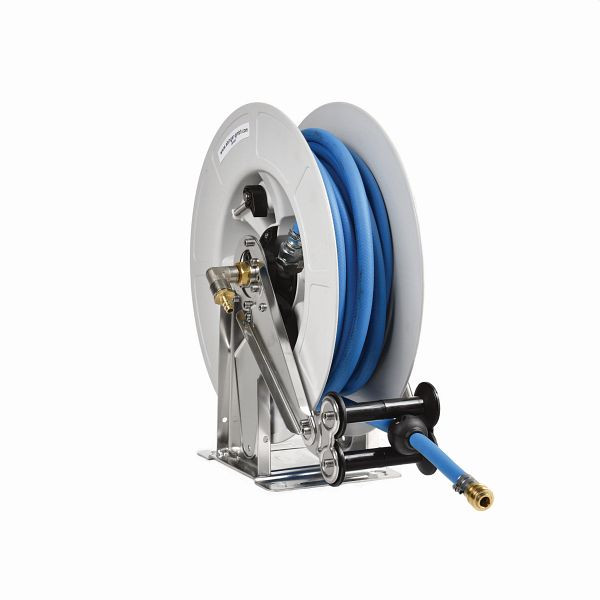 Enrouleur de tuyau Ebinger OSK 400, air comprimé, châssis et axe en acier inoxydable, tambour ABS, tuyau de 20 m, 3.404.103