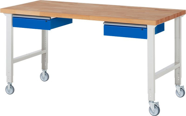 Etabli mobile RAU (réglable en hauteur) 7002A1, 2000x900x950-1000mm, 2 roulettes fixes et roulettes pivotantes chacune, 05-7002A1-209B4H22.11