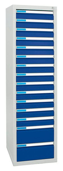 armoire à tiroirs émoussés série ESTA, RAL 7035/5010, 15 tiroirs (13x100, 2x200 mm), 7605674