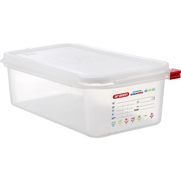 Araven Bac Gastronorm avec couvercle, polypropylène, GN 1/3 (100 mm), GN1613100