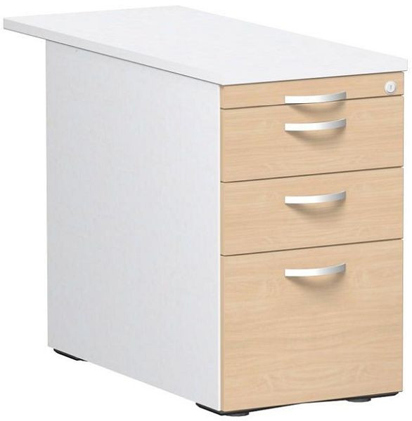 conteneur debout geramöbel avec dossiers suspendus et 2 tiroirs métalliques et plaque de recouvrement 1000 mm, 438x1000x720, hêtre/blanc/blanc, N-0310HR1-BWW