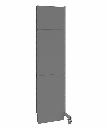 Cloison acoustique mobile DENIOS, panneau rapporté, L 625, H 2500 mm, tôle perforée acoustique sur deux faces, grise, 293083