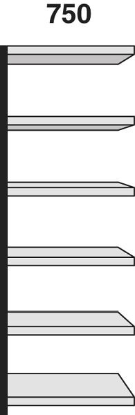 Kerkmann étagère champ Stora 100, L 750 x P 300 x H 2250 mm, argent/gris clair, 51249114