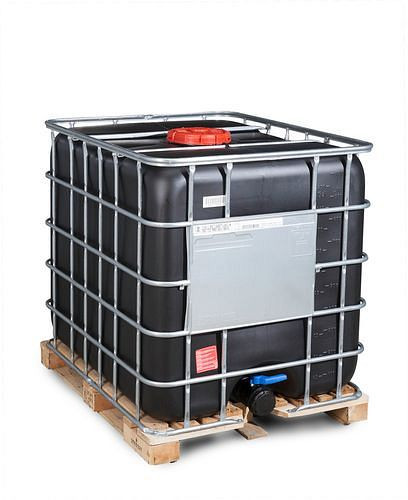 Conteneur pour produits dangereux DENIOS Recobulk IBC, UV, bois, 1000 l, ouverture NW225, sortie NW80, 266-202
