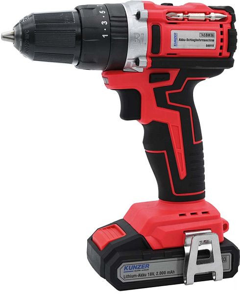 Perceuse à percussion sans fil Kunzer avec fonction visseuse avec batterie lithium 18V, 7ASBM38