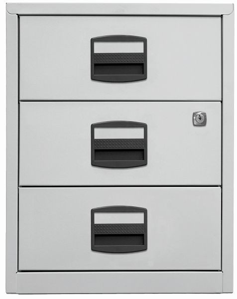 Armoire latérale mobile Bisley PFA, 3 tiroirs universels, gris clair, PFAM3S645