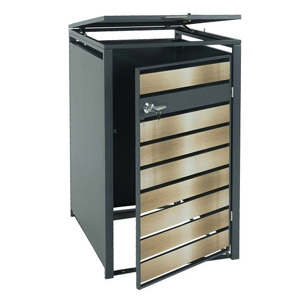 Mendler HWC-J81 1er couvercle de poubelle, poubelle, extensible, métal 32kg, anthracite, or, 83374