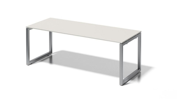 Bureau Bisley Cito, structure en O hauteur fixe 740 mm, H 19 x L 2000 x P 800 mm, gris blanc/argent, DOF2008GW355