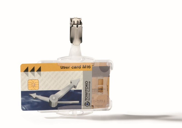 Porte-badge DURABLE DUO avec clip pour 2 cartes d'identité d'entreprise, transparent, paquet de 25, 821819