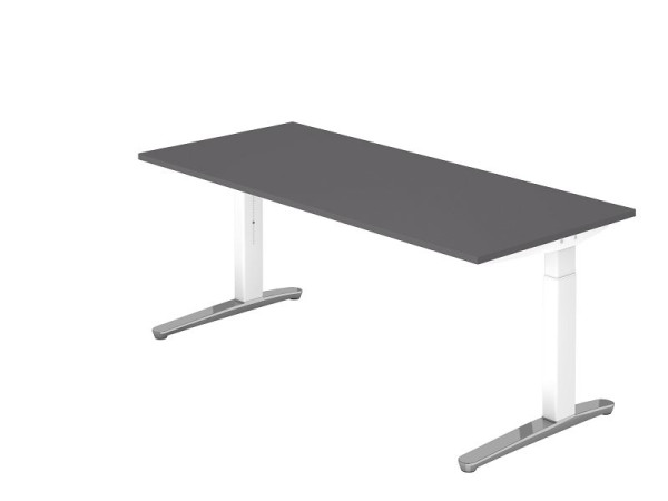 Bureau Hammerbacher piètement C 180x80cm graphite/aluminium poli blanc, forme rectangulaire, VXB19/G/WC