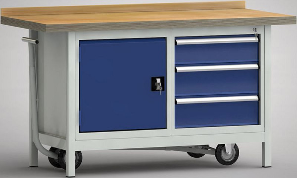 Etabli standard KLW, mobile 1500 x 700 x 840 mm L x P x H, WS732N-1500M40-E7016