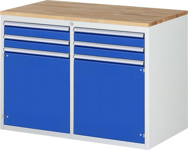 Armoire à tiroirs RAU 7000, L1145xP650xH825mm, gauche : tiroirs 2x90mm, porte battante, droite : tiroirs 2x90mm, porte battante, hêtre massif, 03-LL5.7.7AB.11