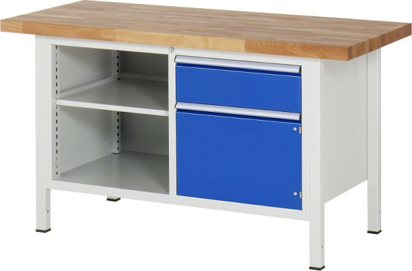 Etabli RAU série 8000 - modèle 8461, L1500 x P700 x H840-1040 mm, base système L1235 x P650 x H800-1000 mm, 03-8461A2-157B4H.11