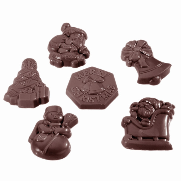 Moule à chocolat Schneider - Figurines de Noël 6 figurines, 275 x 135 x 24 mm / 43 x 32 x 7 mm, 6 g, 3 x 6 pièces, 421406