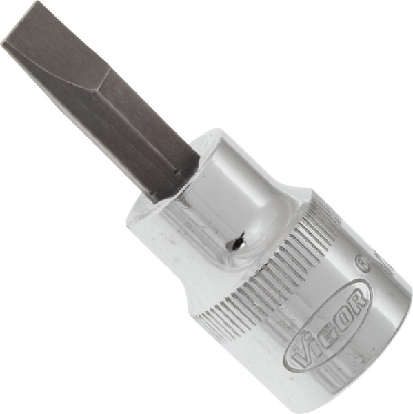 Embout de tournevis VIGOR, carré creux 10 mm (3/8"), profil à fente, 1 x 7 mm, V2287N