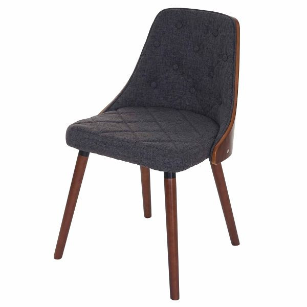 Mendler ensemble de 2 chaises de salle à manger HWC-A75, chaise de visiteur chaise de cuisine, bois courbé aspect noyer, gris textile, 48423