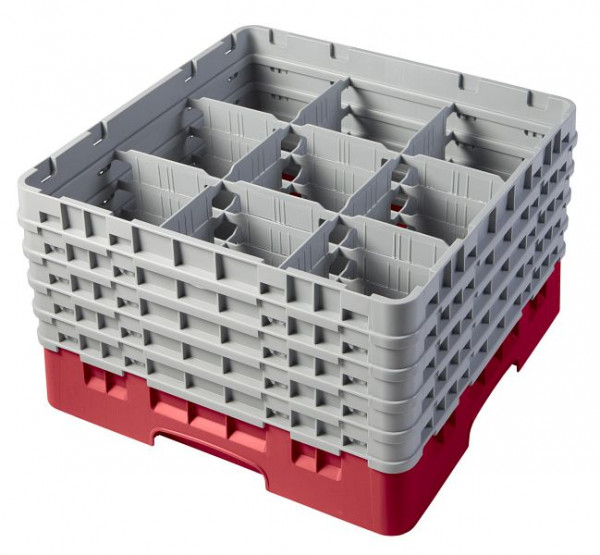 Panier de lavage Cambro 9 compartiments Camrack® 25,8 cm rouge, lot de 2, 9S958163