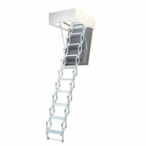 Escalier à ciseaux Wellhöfer Liliput avec protection thermique WS4D, ouverture au plafond 100 x 70 cm, hauteur libre 237 - 264 cm, 273000113