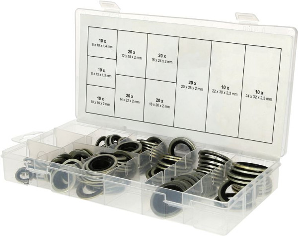 Gamme KS Tools de bagues d'étanchéité composites, diamètre 6-24 mm, 150 pièces, 970.0760