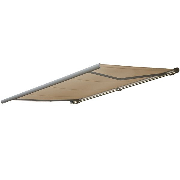 Store à cassette électrique Mendler T123, store cassette complète 4,5x3m, polyester crème, cadre gris, 58248+34295+58309