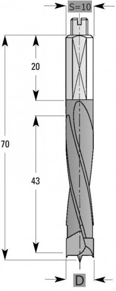 Foret à chevilles Edessö HW S10, A: 8, B: 43, GL: 70 - RH, 143108001