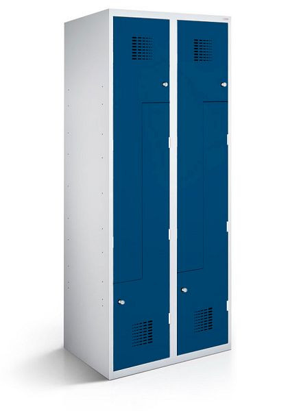 KEMMLIT Casier Z avec 2 compartiments et 4 portes 40cm avec fond fermé, bleu gentiane 5010, loquet rotatif, 100140