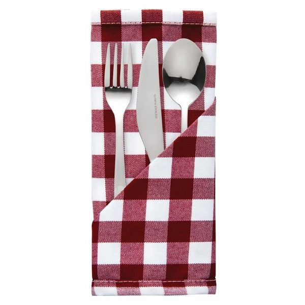 Serviettes Mitre Comfort Vichy à carreaux rouges et blancs 41cm, UE: 10 pièces, HB580