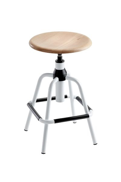 Mayer Sitzmöbel Tabouret pivotant myRONDO, assise creuse en hêtre massif, laqué naturel, structure blanc, 1202_12_91