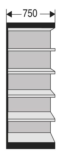 Kerkmann étagère de bureau Progress 2000, L 750 x P 400 x H 2250 mm, avec paroi arrière, noir/gris clair, 50223615