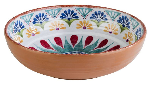 Bol APS -ARABESQUE-, Ø 20,5 cm, hauteur : 5,5 cm, mélamine, 1,1 litre, intérieur : aspect terre cuite, extérieur : décor, 84689