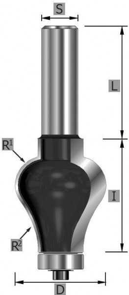Coupe-main courante Edessö profil 2 HW, A: 31,8, R1: 9,5, B: 38,1, C: 12, 124231812